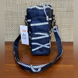 🌟HP🌟Lug Huggie SE Crossbody Bottle Holder Navy & White Rope Nautical Pattern